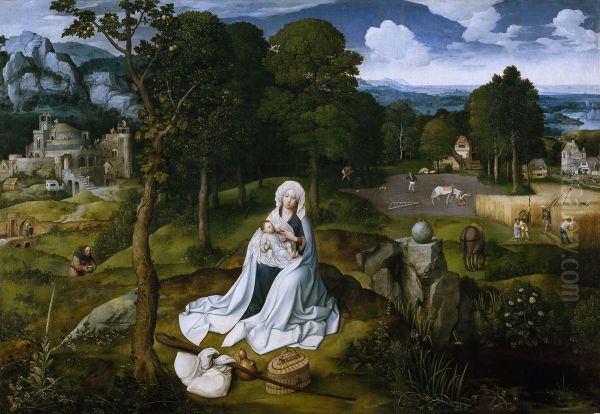 Descanso en la huida a Egipto Oil Painting by Joachim Patinir