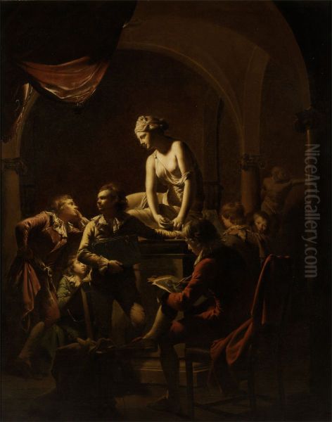 Academy by Lamplight Oil Painting by Joseph Wright of Derby