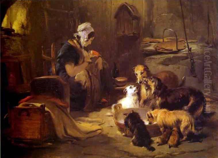 A Highland Breakfast Oil Painting by Sir Edwin Henry Landseer