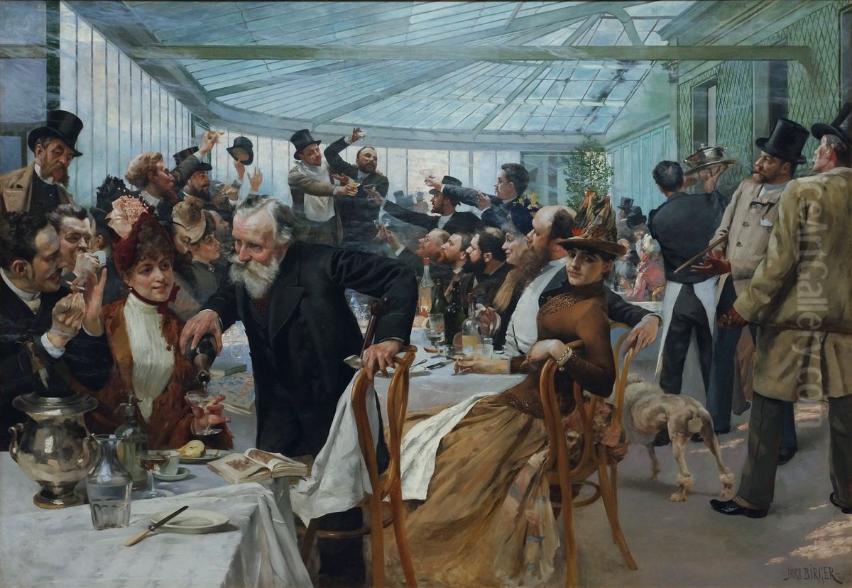 Skandinaviska konstnarernas frukost i Cafe Ledoyen, Paris fernissadagen Oil Painting by Hugo Birger