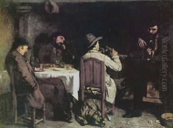 Une apres-dinee a Ornans Oil Painting by Gustave Courbet