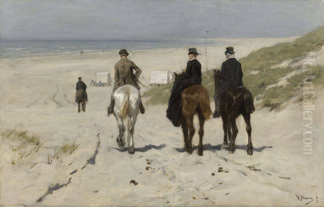 Morning Ride along the Beach Oil Painting by Anton Mauve