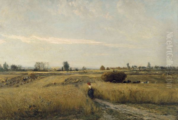 Moisson Oil Painting by Charles-Francois Daubigny