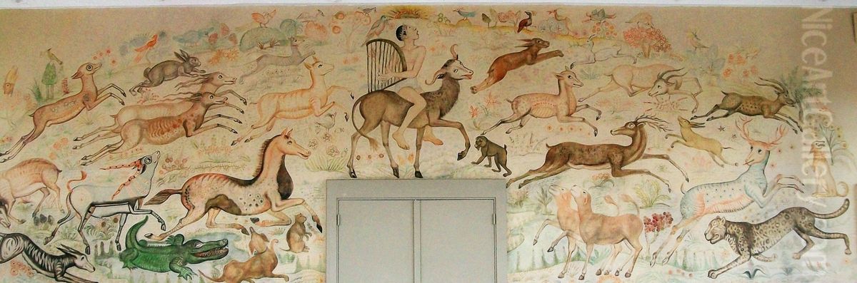 Orpheus mit den Tieren Oil Painting by Anita Ree