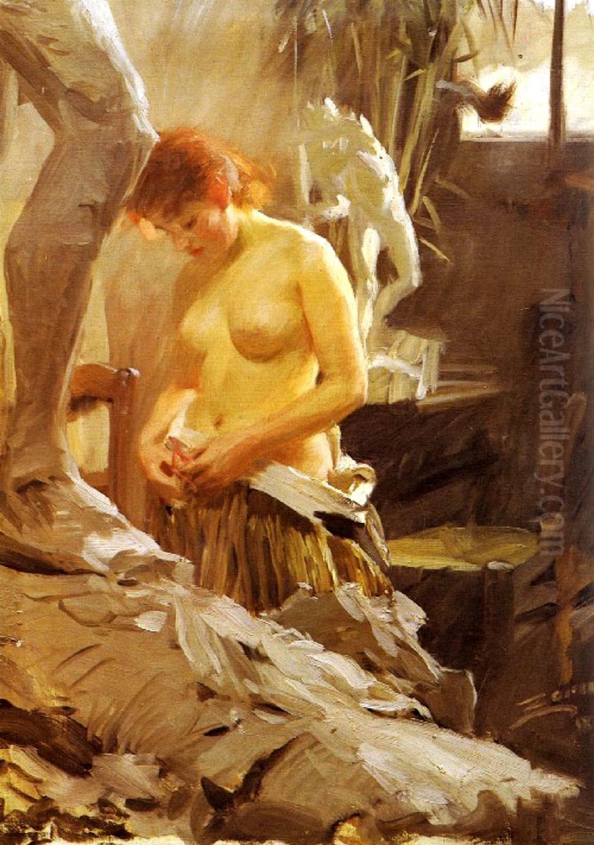 In Wikstroms studio Oil Painting by Anders Zorn