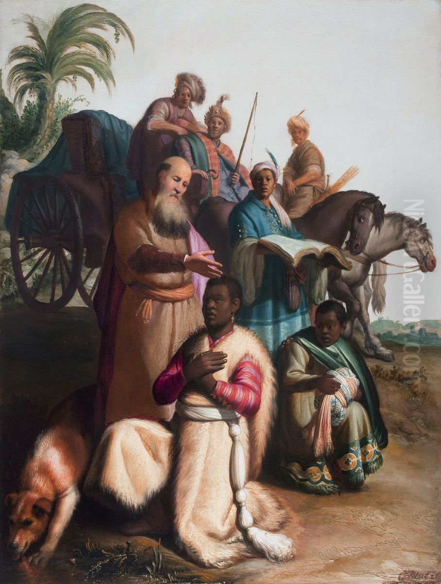 The Baptism of the Eunuch Oil Painting by Rembrandt
