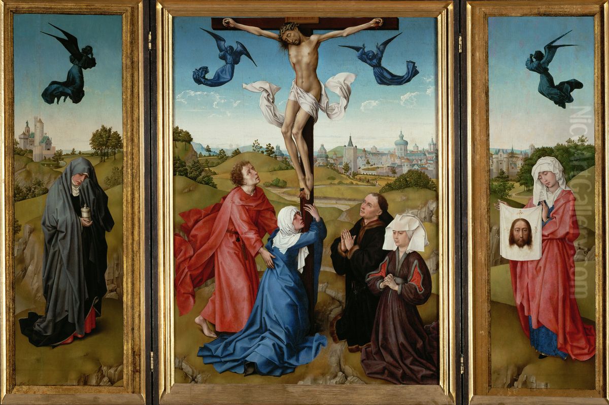 Crucifixion Triptych Oil Painting by Rogier van der Weyden