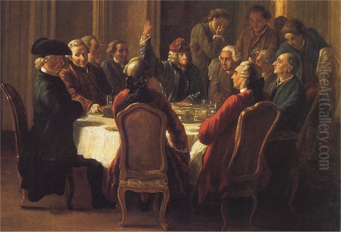 Philosopher's dinner Oil Painting by Jean Huber