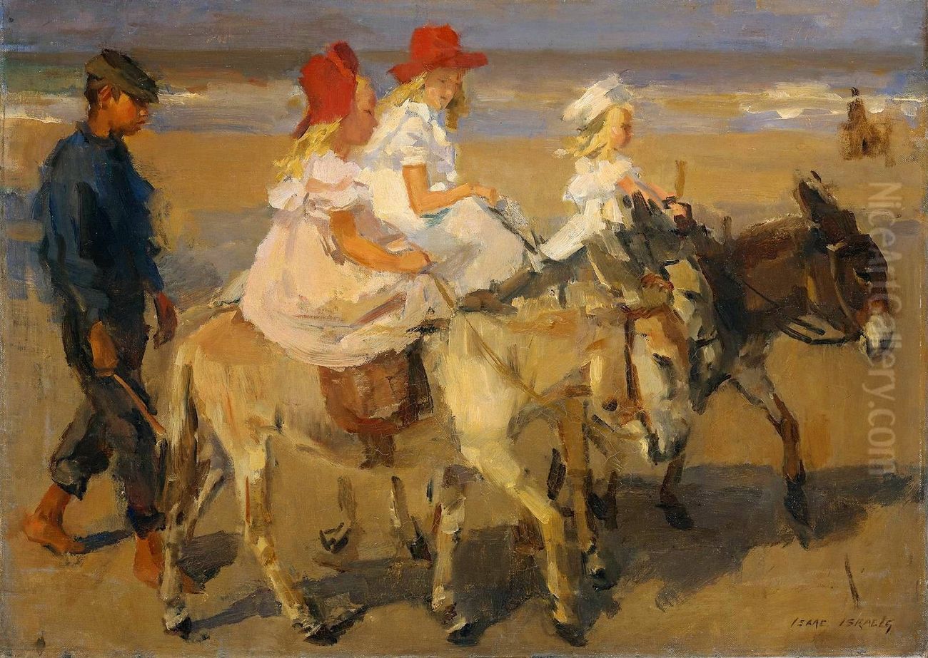 Donkey Rides on the Beach Oil Painting by Isaac Lazarus Israels