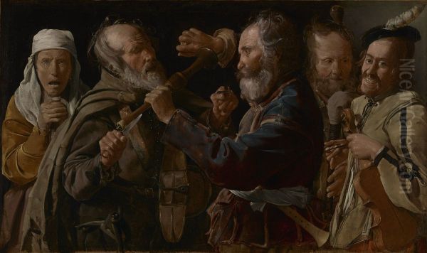 The Musicians' Brawl Oil Painting by Georges de La Tour