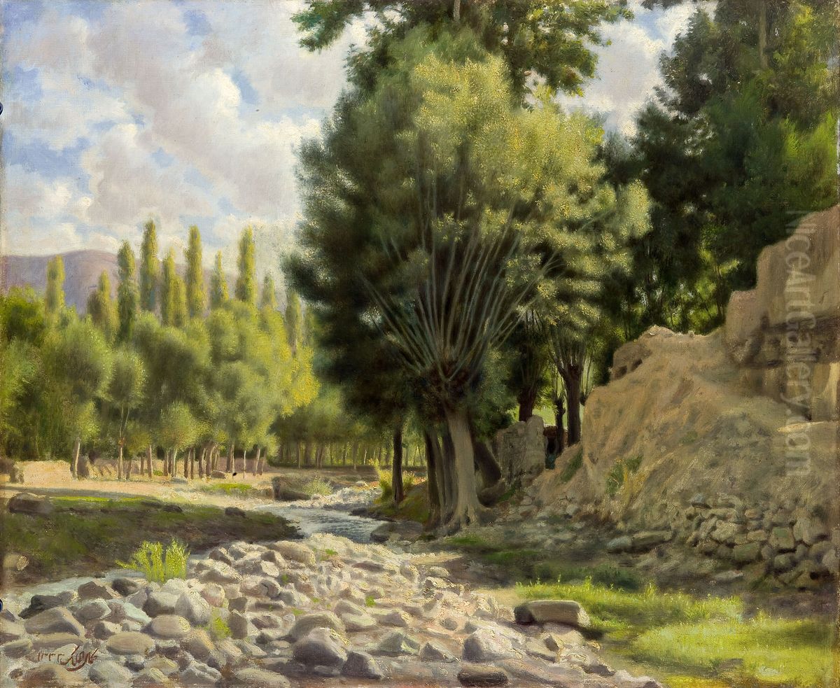 Damavand village Oil Painting by Kamal-ol-molk