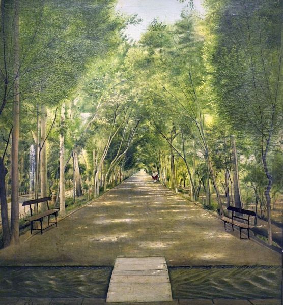The Doshan Tappeh Street Oil Painting by Kamal-ol-molk