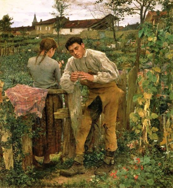 Rural love / The Village Lovers Oil Painting by Jules Bastien-Lepage