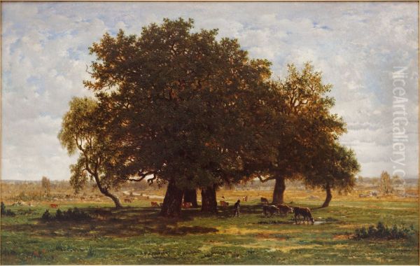 Groupe de chenes, Apremont Oil Painting by Theodore Rousseau