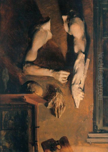 Atelierwand Oil Painting by Adolph von Menzel