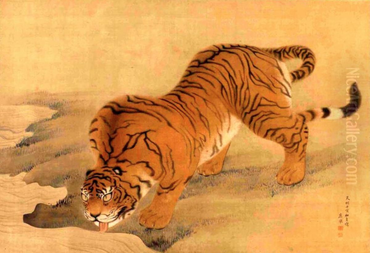 Mizu-nomi no Tora Zu Oil Painting by Maruyama Okyo