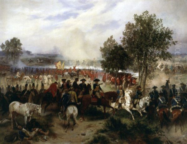 Schlacht bei Krefeld Oil Painting by Emil Hunten