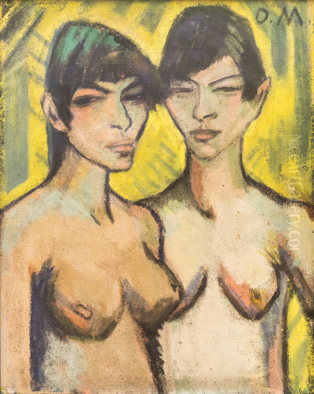 Zwei weibliche Halbakte Oil Painting by Otto Mueller