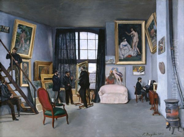 Bazille's Studio Oil Painting by Frederic Bazille