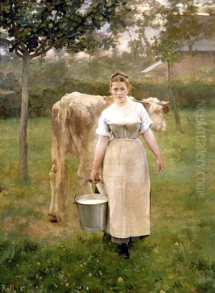 Manda Lametrie, fermiere Oil Painting by Alfred Philippe Roll
