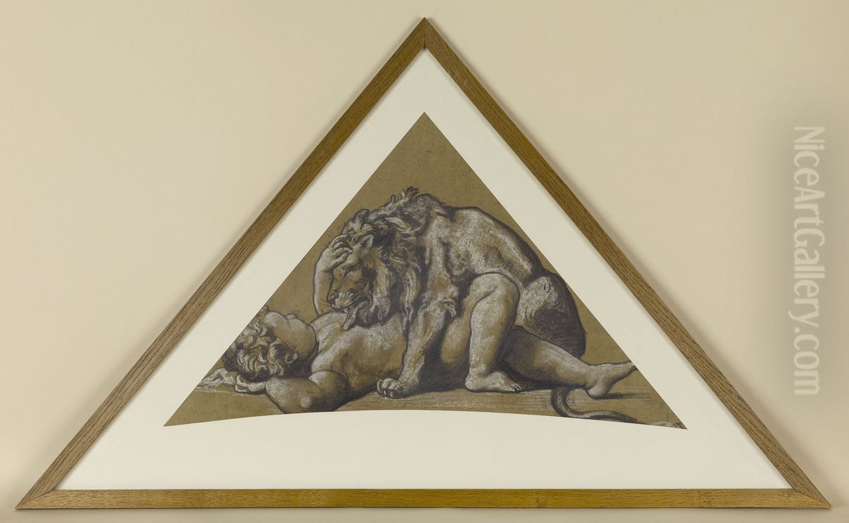 L'Homme combat les animaux feroces Oil Painting by Henri Lehmann