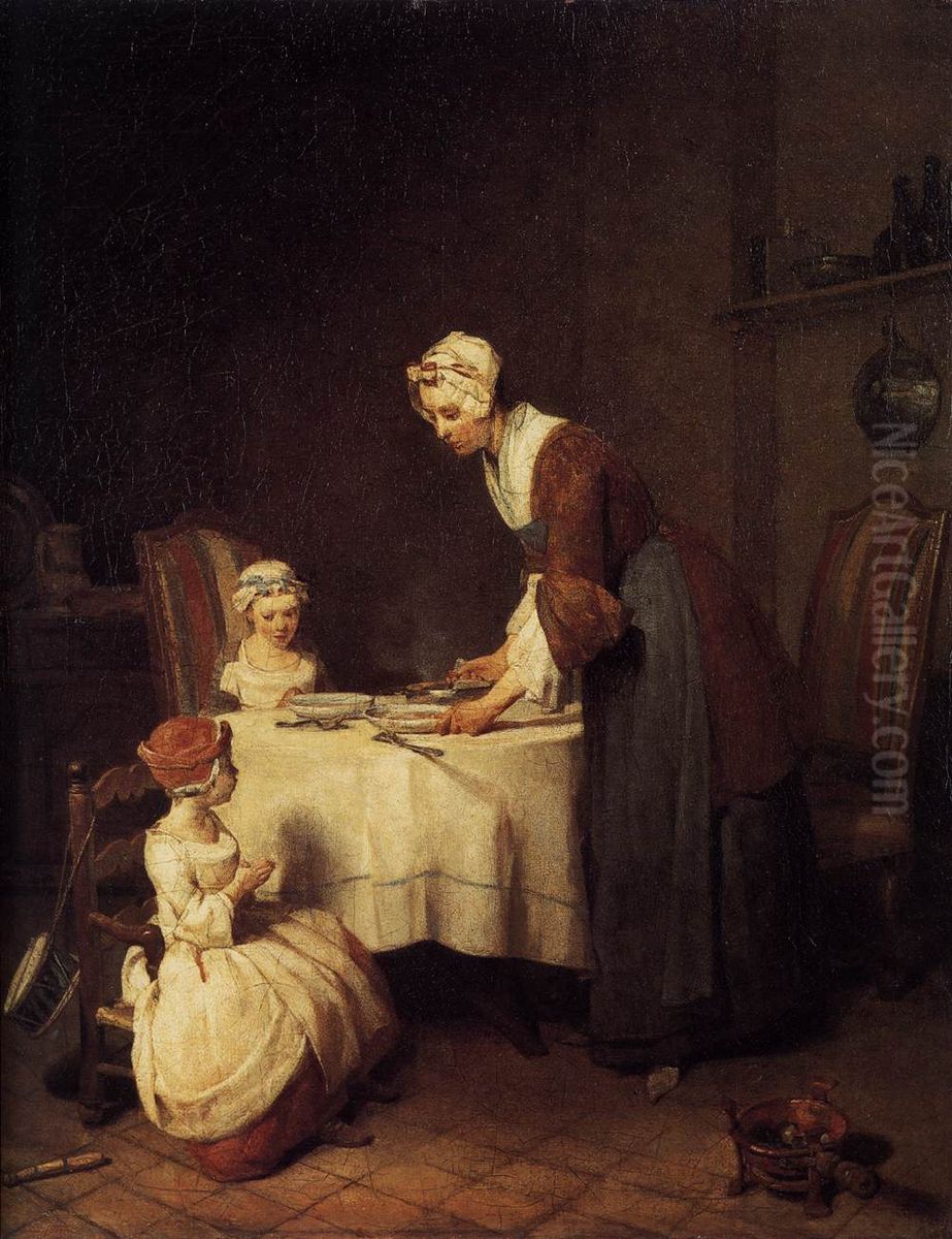 The Prayer before Meal Oil Painting by Jean-Baptiste-Simeon Chardin