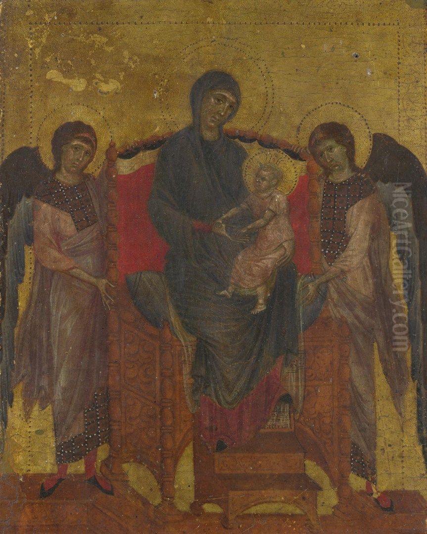 The Virgin and Child Enthroned with Two Angels Oil Painting by (Cenni Di Peppi) Cimabue
