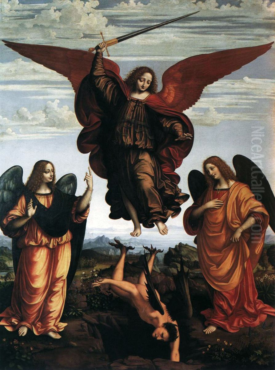 Pala dei tre arcangeli Oil Painting by Marco D'Oggiono