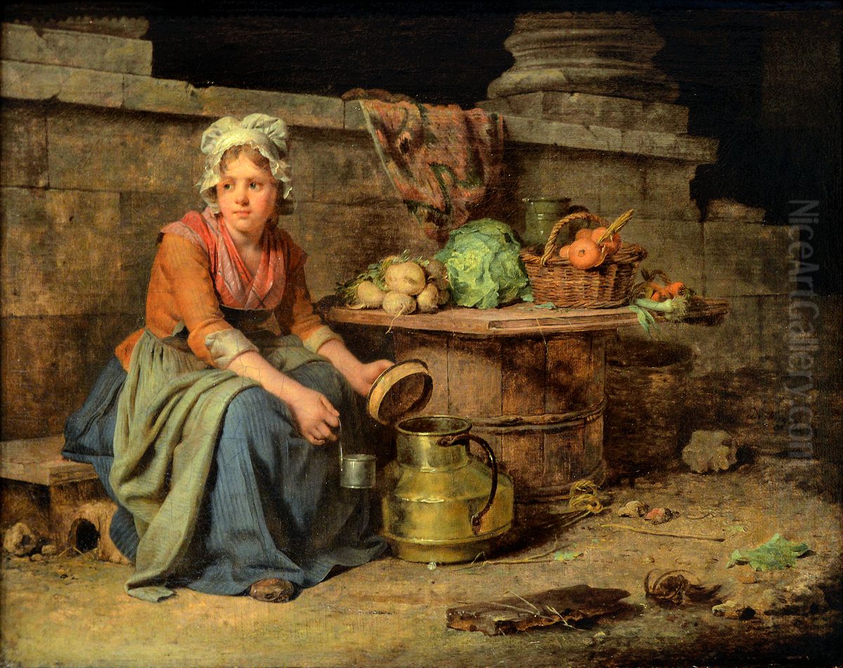 La Petite Laitiere Oil Painting by Martin Drolling