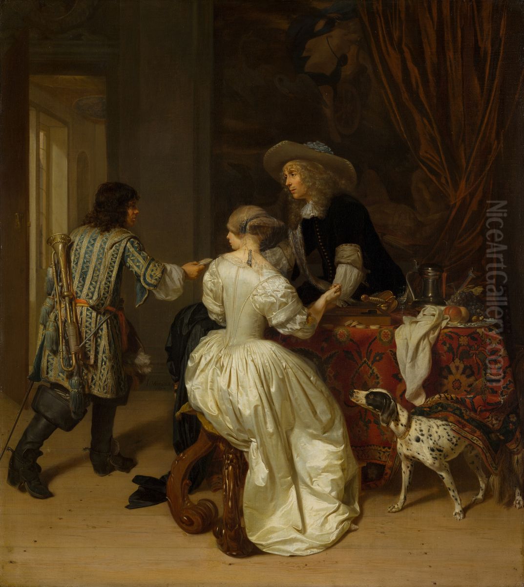 The messenger ('t kan verkeren) Oil Painting by Jan Verkolje