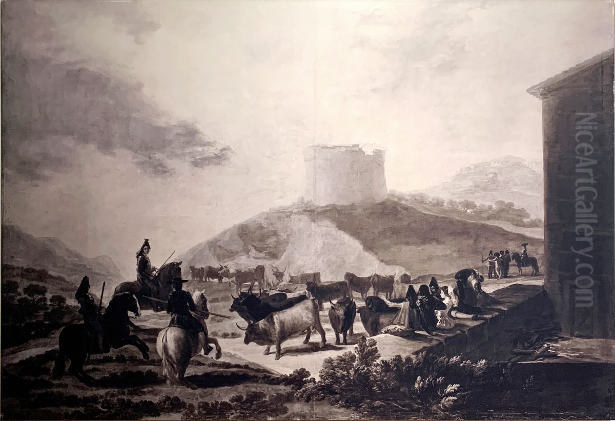 Apartado de toros Oil Painting by Francisco Goya Fuendetodos