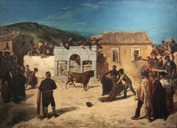 Course de taureaux en Espagne Oil Painting by Alfred Dehodencq