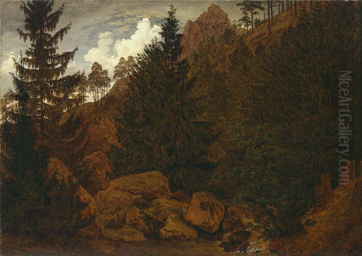 Rocks Oil Painting by Caspar David Friedrich