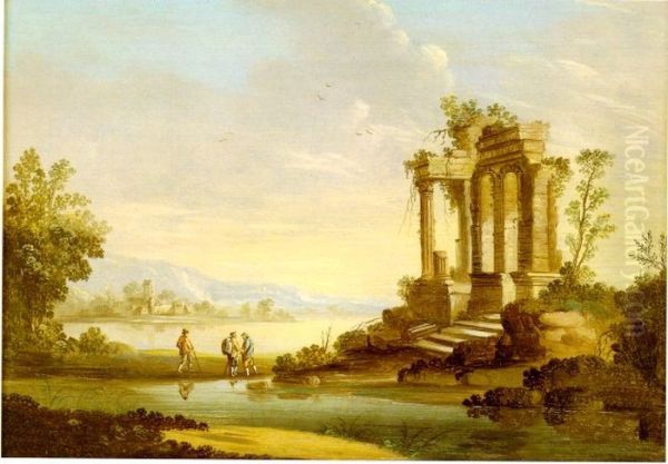 Landscape with temple ruin Oil Painting by Caspar David Friedrich