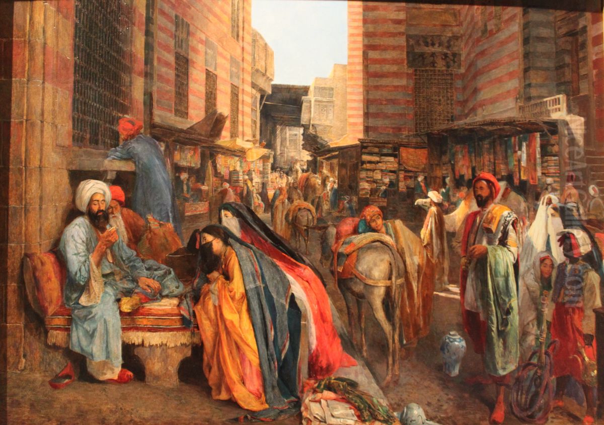 Street Scene near the El Ghouri Mosque in Cairo Oil Painting by John Frederick Lewis