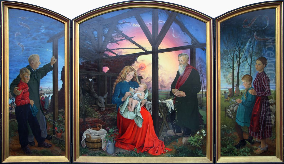 Altarbild Oil Painting by Liselotte Schramm-Heckmann Altarbild Oil Painting by Liselotte Schramm-Heckmann