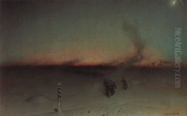 Na zeslanie w Sybir Oil Painting by Witold Pruszkowski