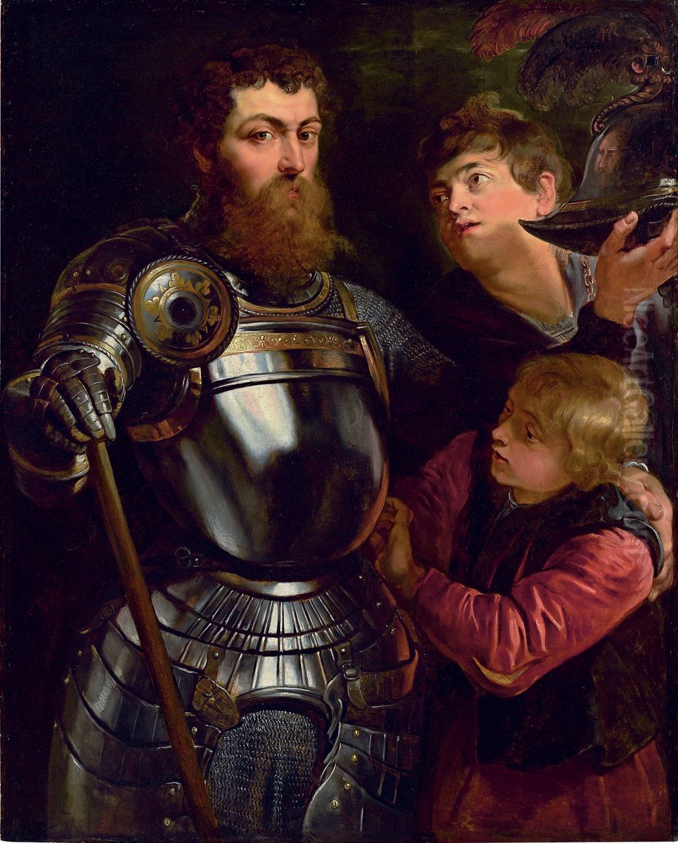 Portrait of a Commander Being Dressed for Battle Oil Painting by (studio of) Rubens, Peter Paul