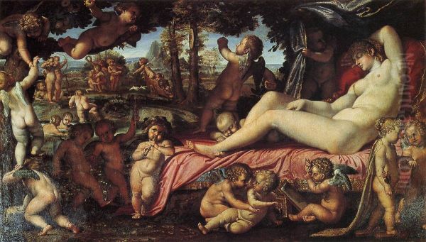 Venere dormiente con Amorini Oil Painting by Annibale Carracci
