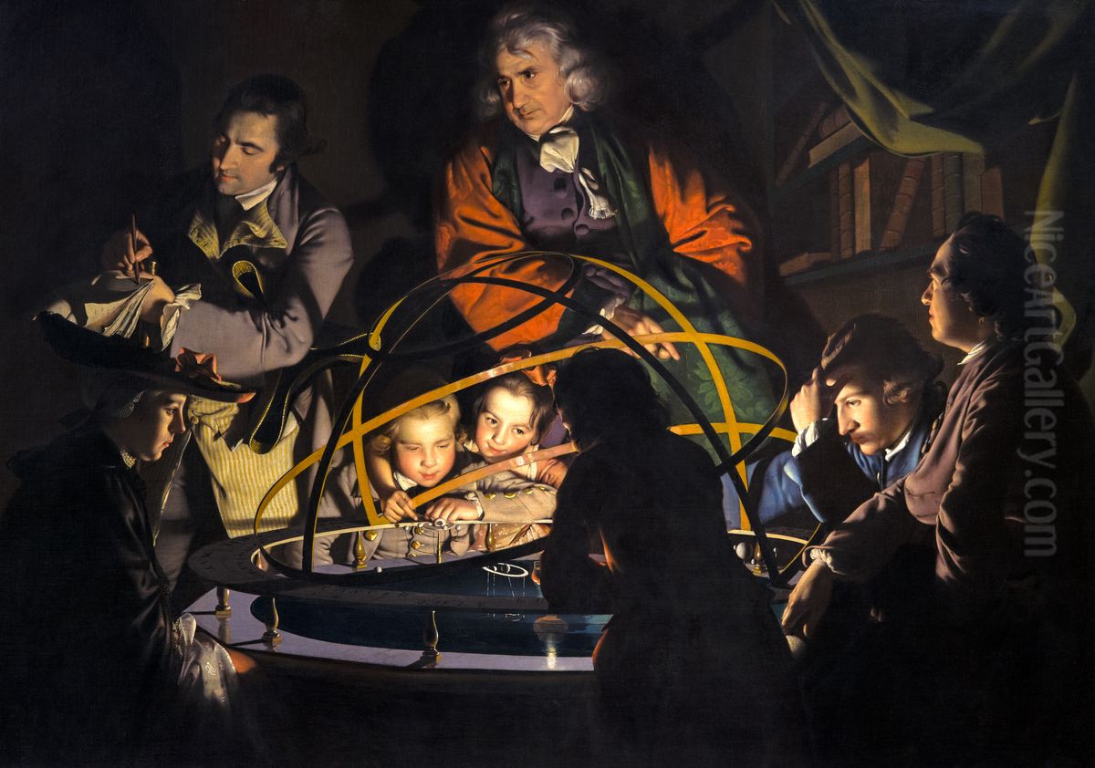 A Philosopher Giving that Lecture on the Orrery, in which a Lamp is put in place of the Sun Oil Painting by Joseph Wright of Derby