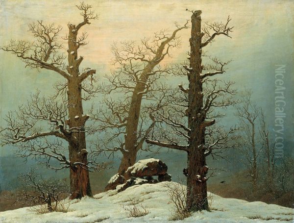 Cairn in Snow Oil Painting by Caspar David Friedrich
