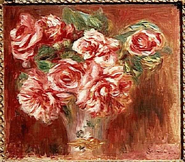 Roses in a vase Oil Painting by Pierre-Auguste Renoir