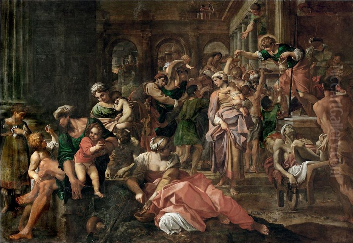 Die Almosenspende des heiligen Rochus Oil Painting by Annibale Carracci