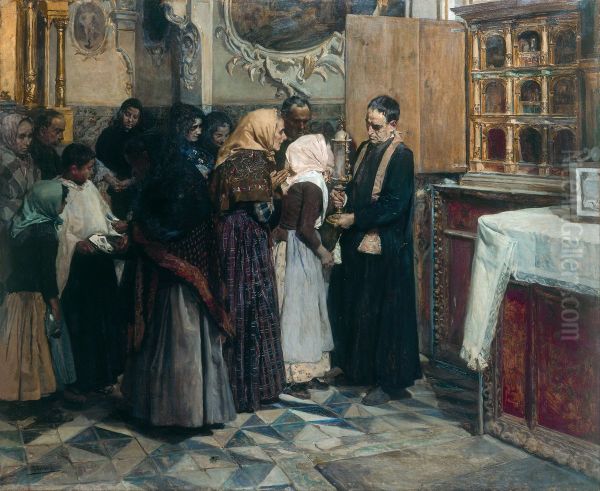 Kissing the Relic Oil Painting by Joaquin Sorolla
