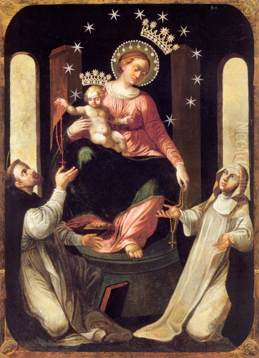 Our Lady of the Rosary Oil Painting by unknown