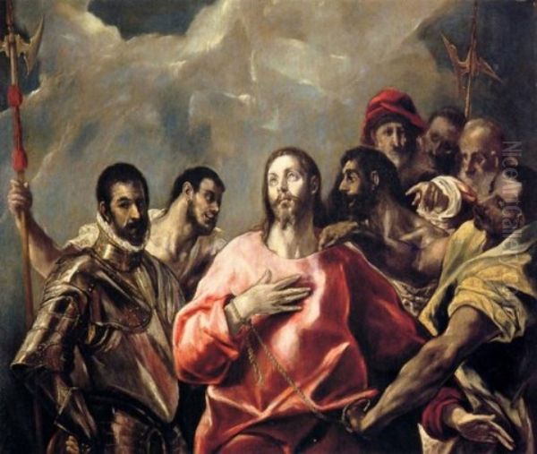 Jesus stripped of his garments Oil Painting by El Grecoand workshop