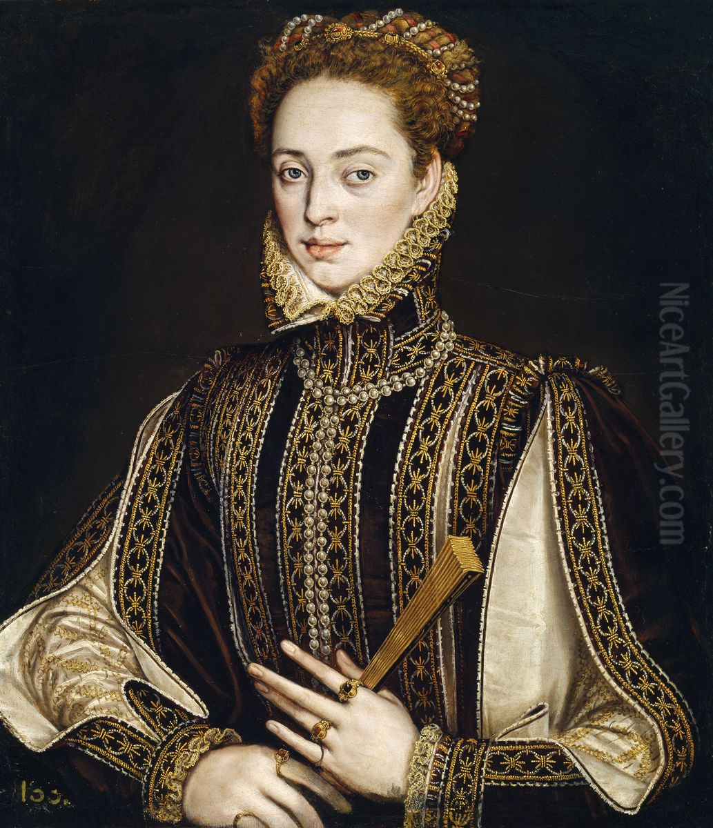 Lady with a Fan Oil Painting by Alonso Sanchez Coello