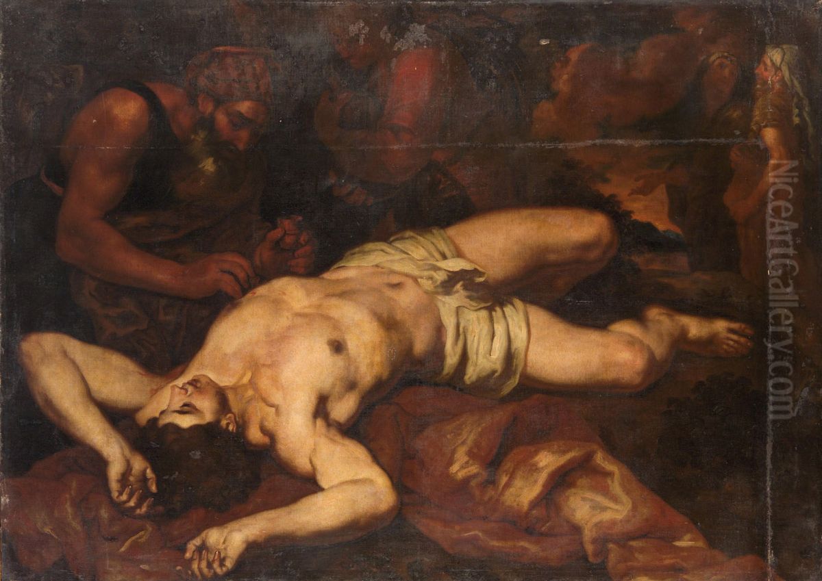 Gleichnis vom Barmherzigen Samariter Oil Painting by Johann Carl Loth