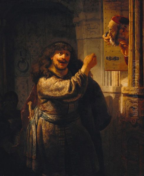 Simson bedroht seinen Schwiegervater Oil Painting by Rembrandt