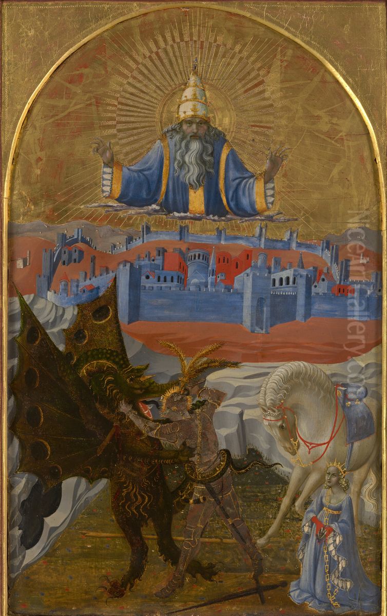 St George slaying the dragon Oil Painting by Paolo Uccello